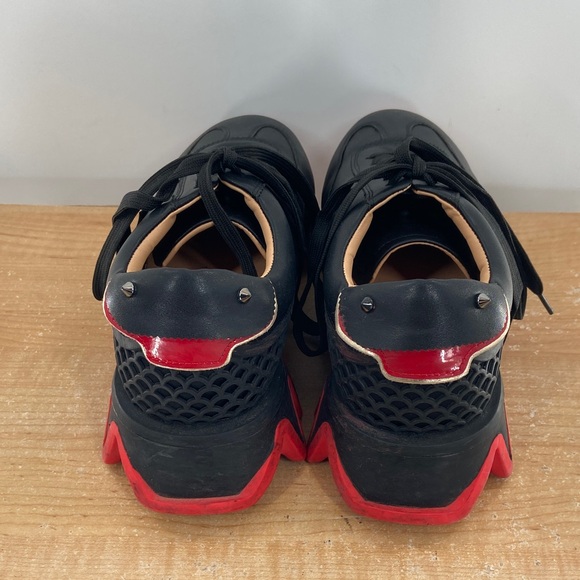 Christian Louboutin Black and Red Loubishark Zigzag Sneakers Size 10.5 - Picture 5 of 6